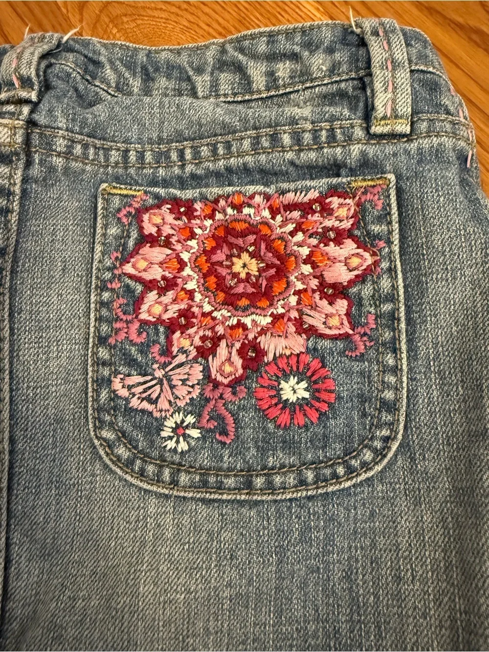 Gap Kids Vintage Denim Skirt with Embroidered Pockets Size 10 regular